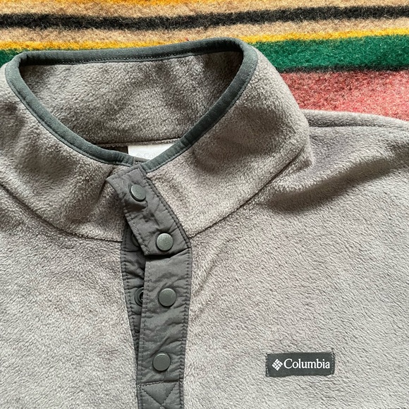 Columbia Mountain Side Big Fleece T-Snap Gray Colorblock Pullover-XL - Picture 3 of 5